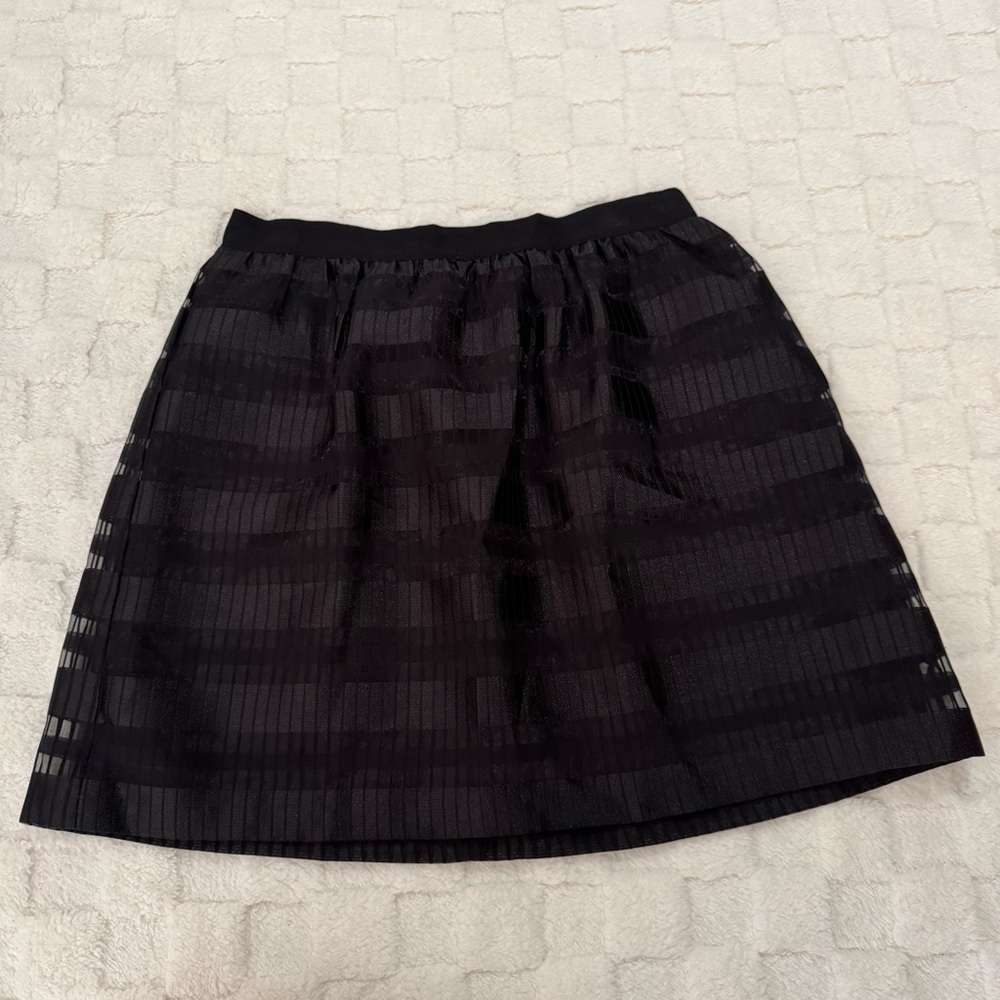 Ann Taylor Elegant Black Printed Tulle Women's A-Line Mini Skirt - Size 6 NWT